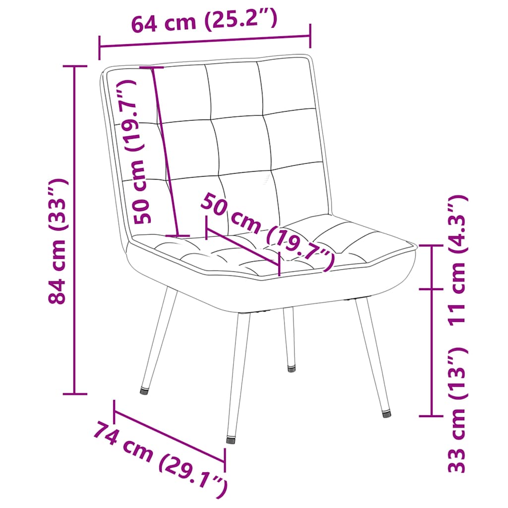 Relaxstoel 64x74x84 cm fluweel crèmekleurig is nu te koop bij PeponiXL, paradijselijk wonen!