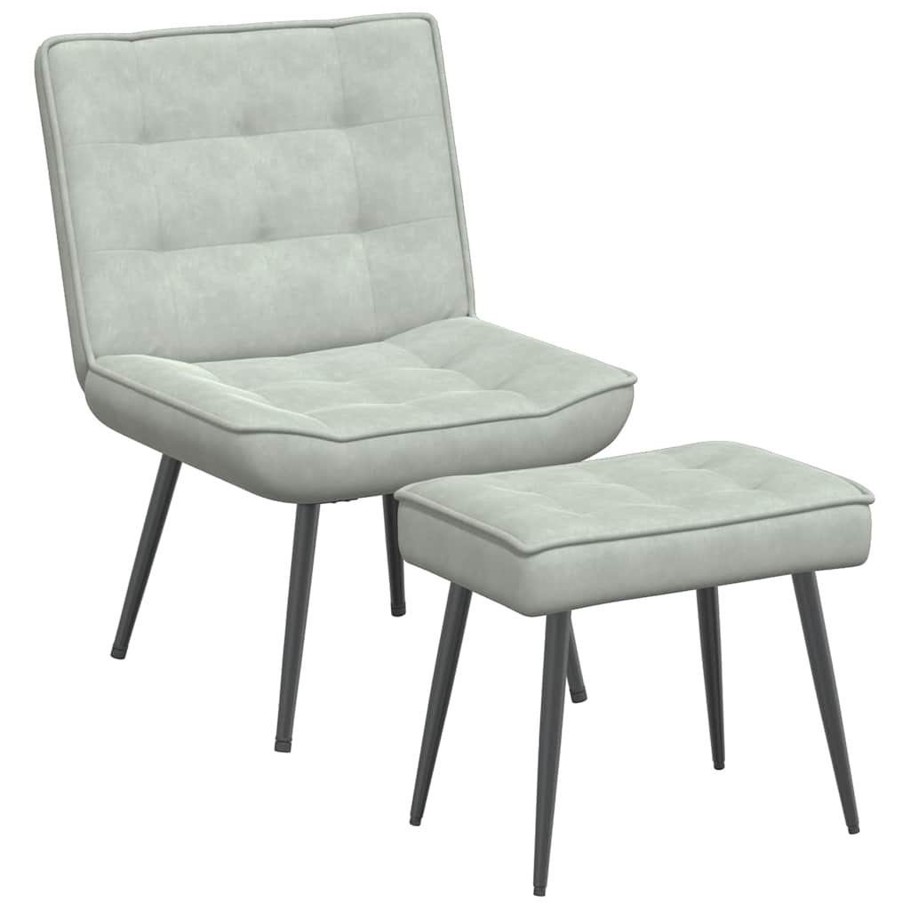 Relaxstoel met voetenbank fluweel lichtgrijs is nu te koop bij PeponiXL, paradijselijk wonen!