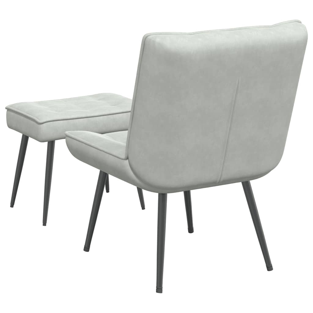 Relaxstoel met voetenbank fluweel lichtgrijs is nu te koop bij PeponiXL, paradijselijk wonen!