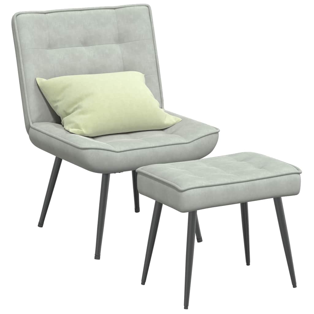 Relaxstoel met voetenbank fluweel lichtgrijs is nu te koop bij PeponiXL, paradijselijk wonen!
