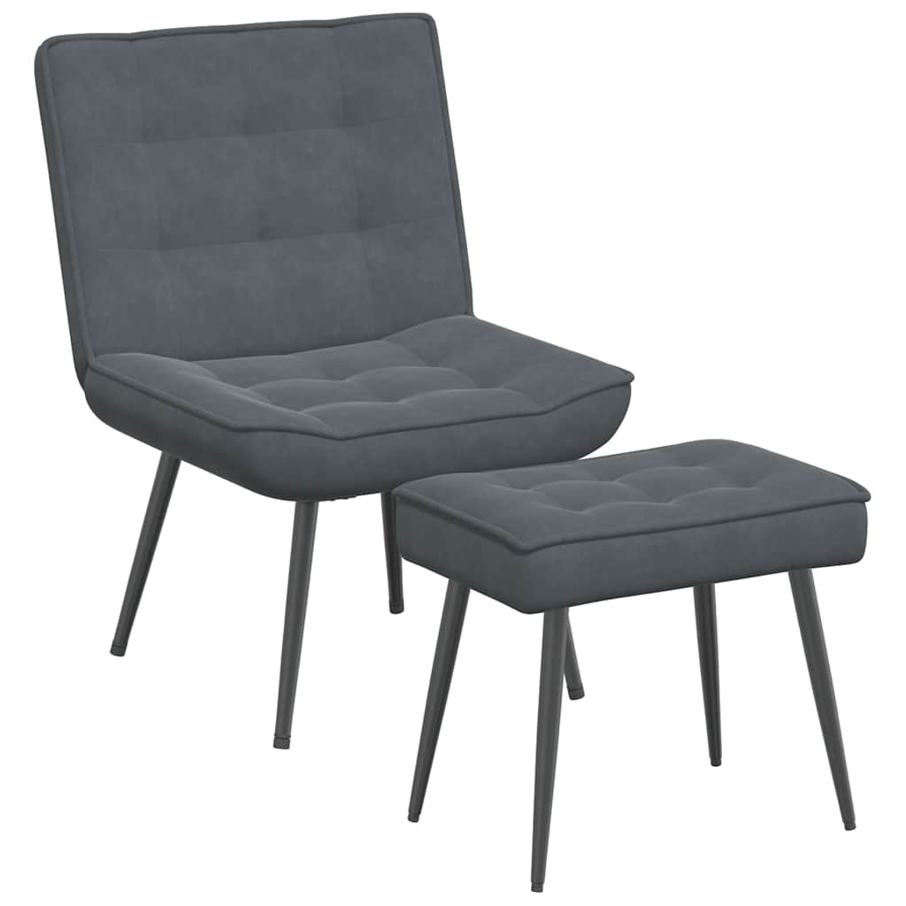 Relaxstoel met voetenbank fluweel donkergrijs is nu te koop bij PeponiXL, paradijselijk wonen!