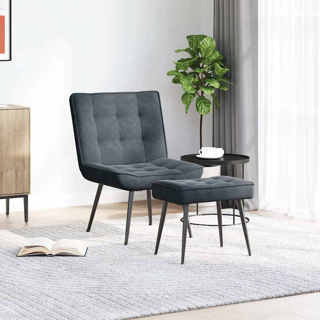 Relaxstoel met voetenbank fluweel donkergrijs is nu te koop bij PeponiXL, paradijselijk wonen!