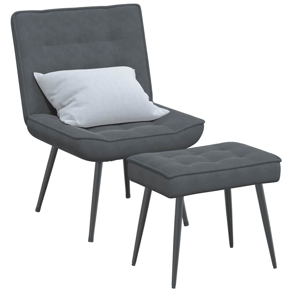 Relaxstoel met voetenbank fluweel donkergrijs is nu te koop bij PeponiXL, paradijselijk wonen!