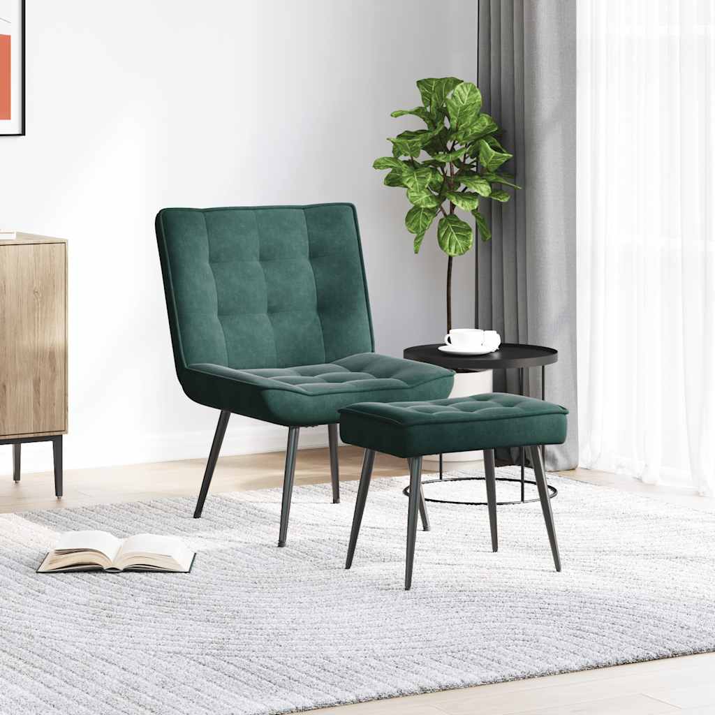 Relaxstoel met voetenbank fluweel donkergroen is nu te koop bij PeponiXL, paradijselijk wonen!