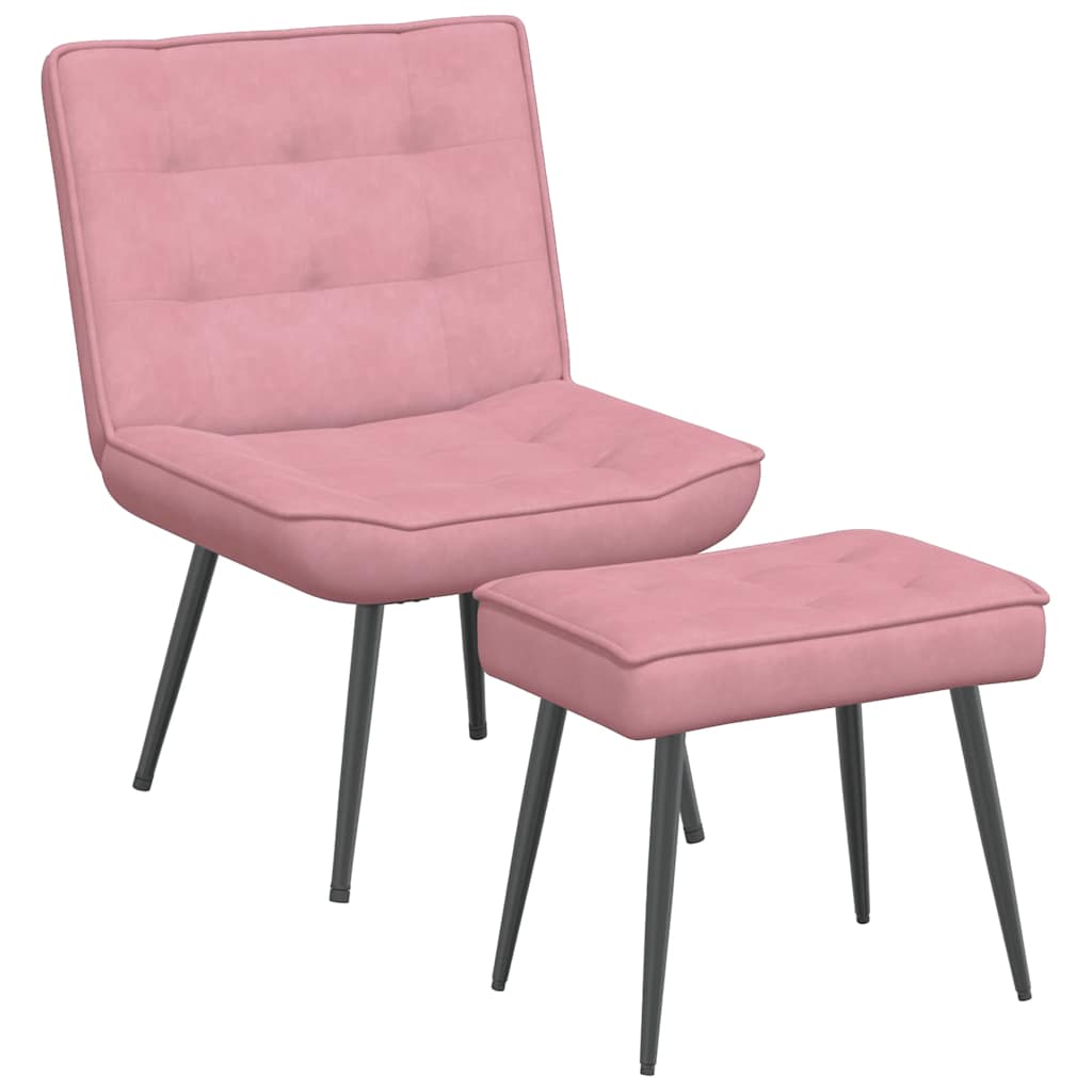 Relaxstoel met voetenbank fluweel roze is nu te koop bij PeponiXL, paradijselijk wonen!