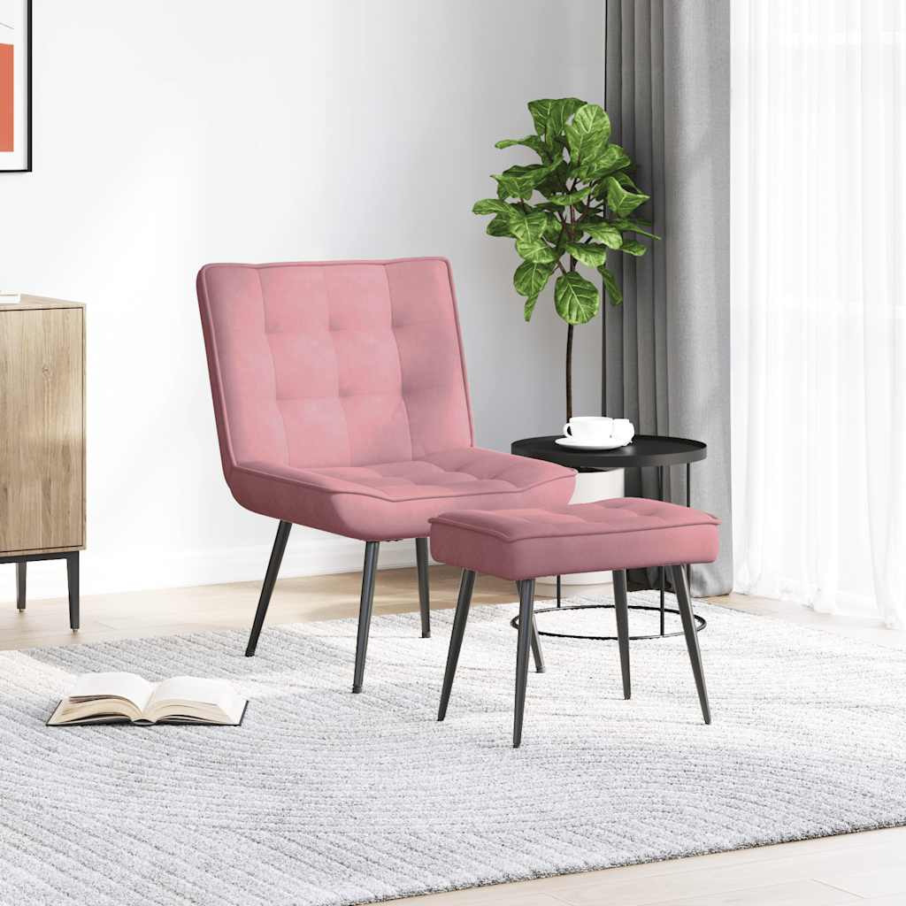 Relaxstoel met voetenbank fluweel roze is nu te koop bij PeponiXL, paradijselijk wonen!