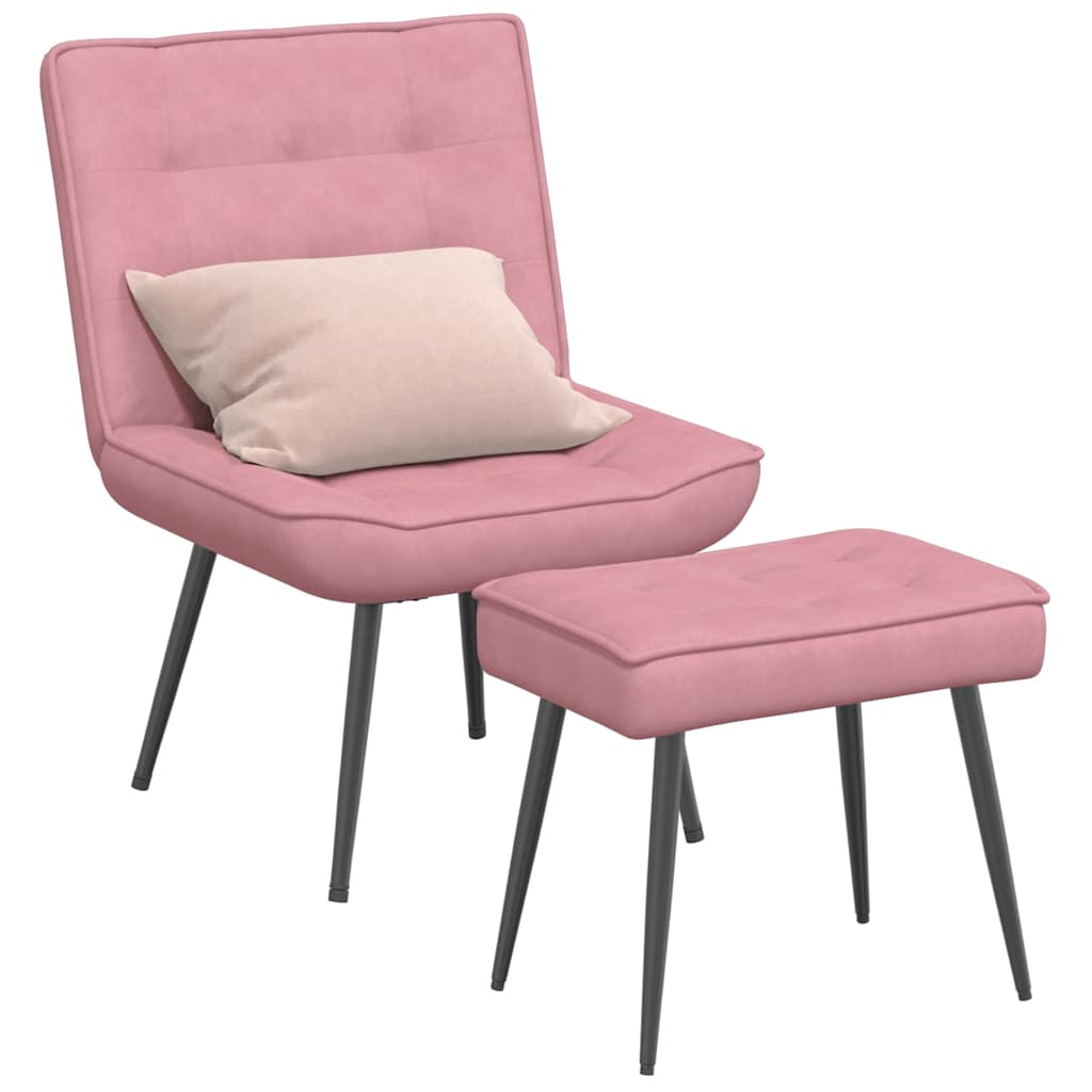 Relaxstoel met voetenbank fluweel roze is nu te koop bij PeponiXL, paradijselijk wonen!
