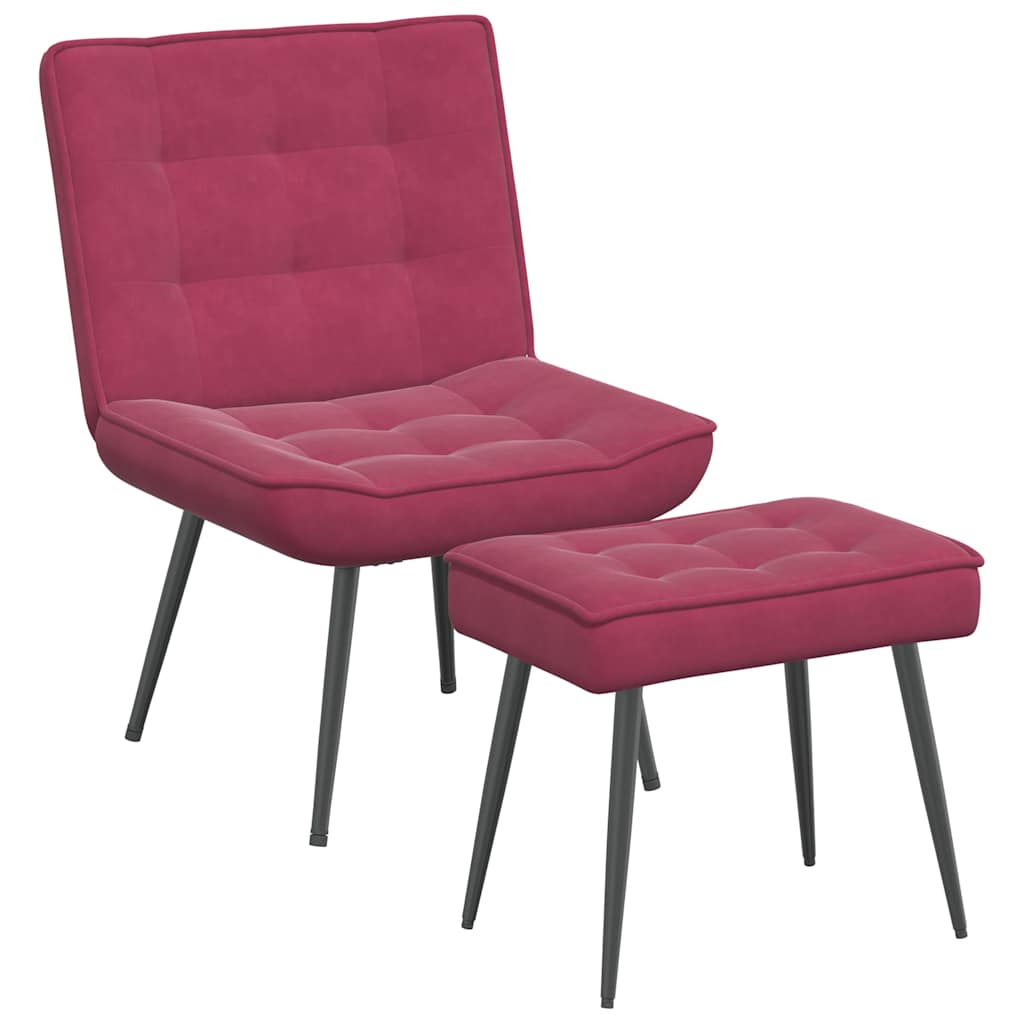 Relaxstoel met voetenbank fluweel wijnrood is nu te koop bij PeponiXL, paradijselijk wonen!
