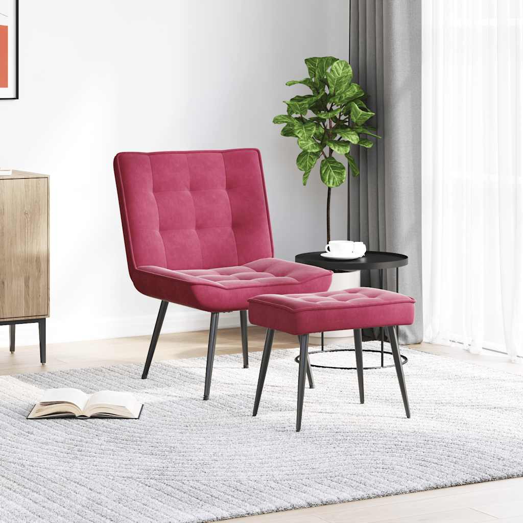 Relaxstoel met voetenbank fluweel wijnrood is nu te koop bij PeponiXL, paradijselijk wonen!