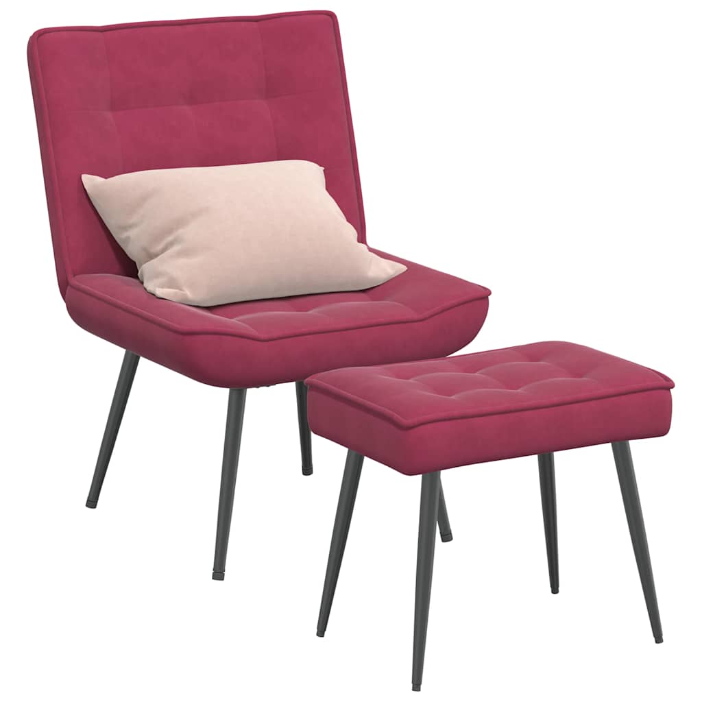 Relaxstoel met voetenbank fluweel wijnrood is nu te koop bij PeponiXL, paradijselijk wonen!