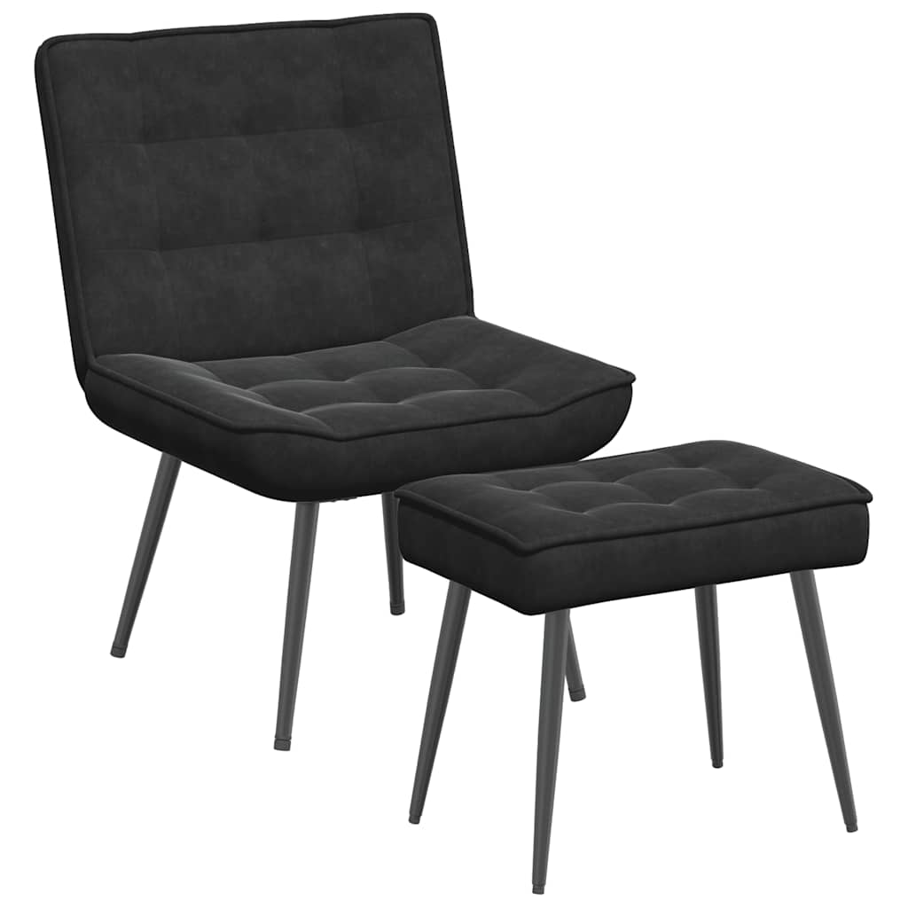 Relaxstoel met voetenbank fluweel zwart is nu te koop bij PeponiXL, paradijselijk wonen!