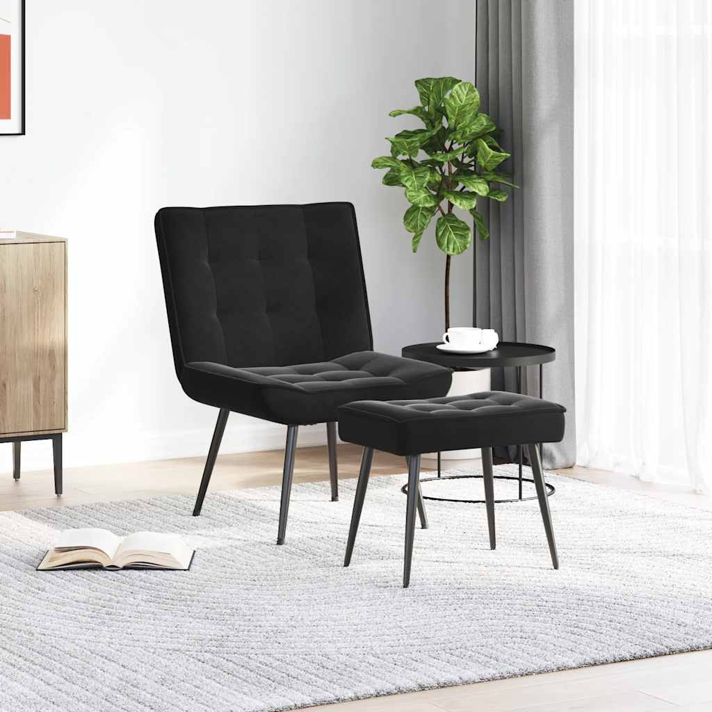 Relaxstoel met voetenbank fluweel zwart is nu te koop bij PeponiXL, paradijselijk wonen!