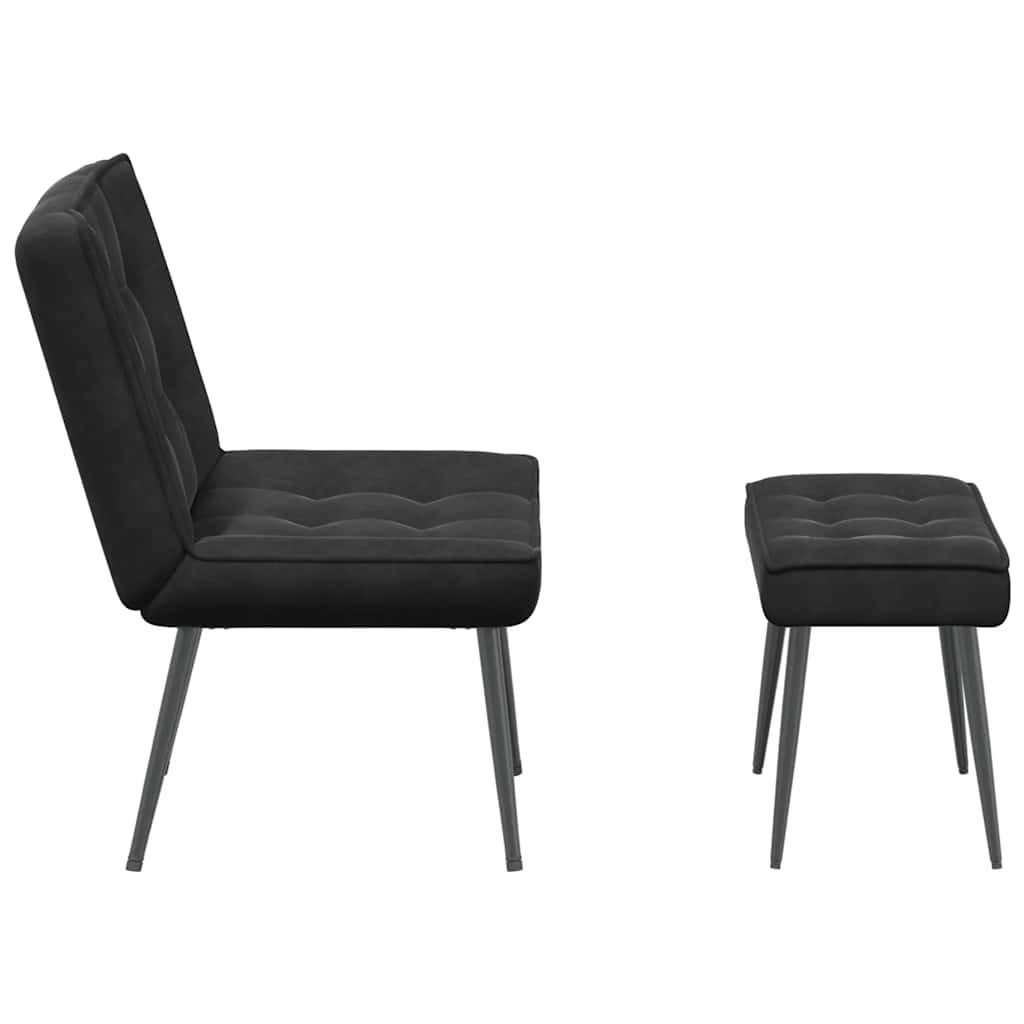 Relaxstoel met voetenbank fluweel zwart is nu te koop bij PeponiXL, paradijselijk wonen!