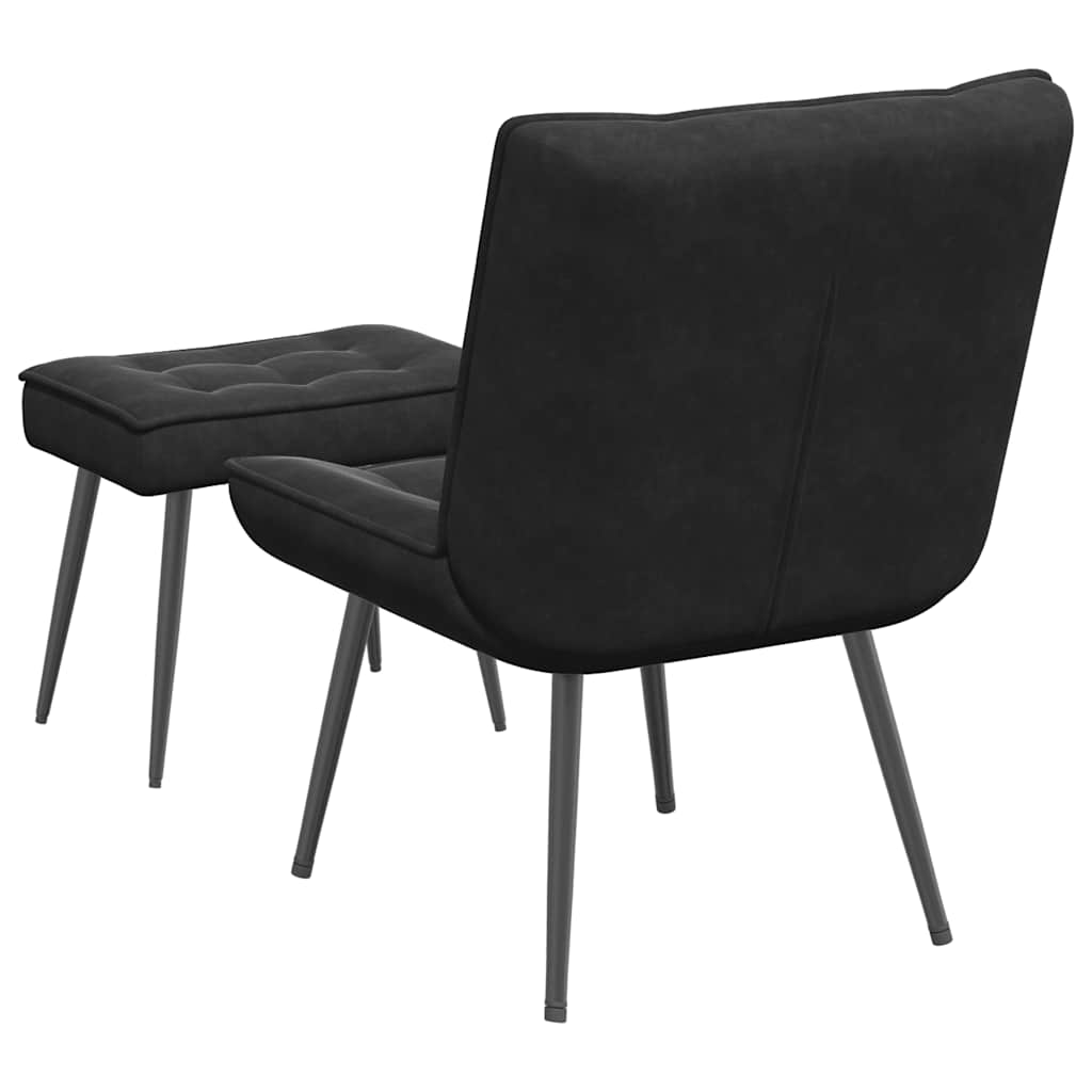 Relaxstoel met voetenbank fluweel zwart is nu te koop bij PeponiXL, paradijselijk wonen!