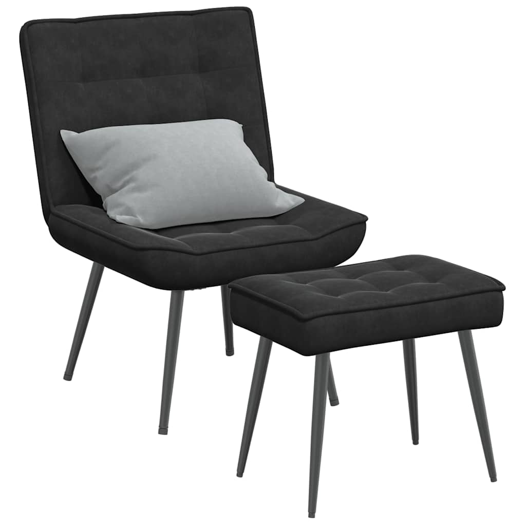 Relaxstoel met voetenbank fluweel zwart is nu te koop bij PeponiXL, paradijselijk wonen!