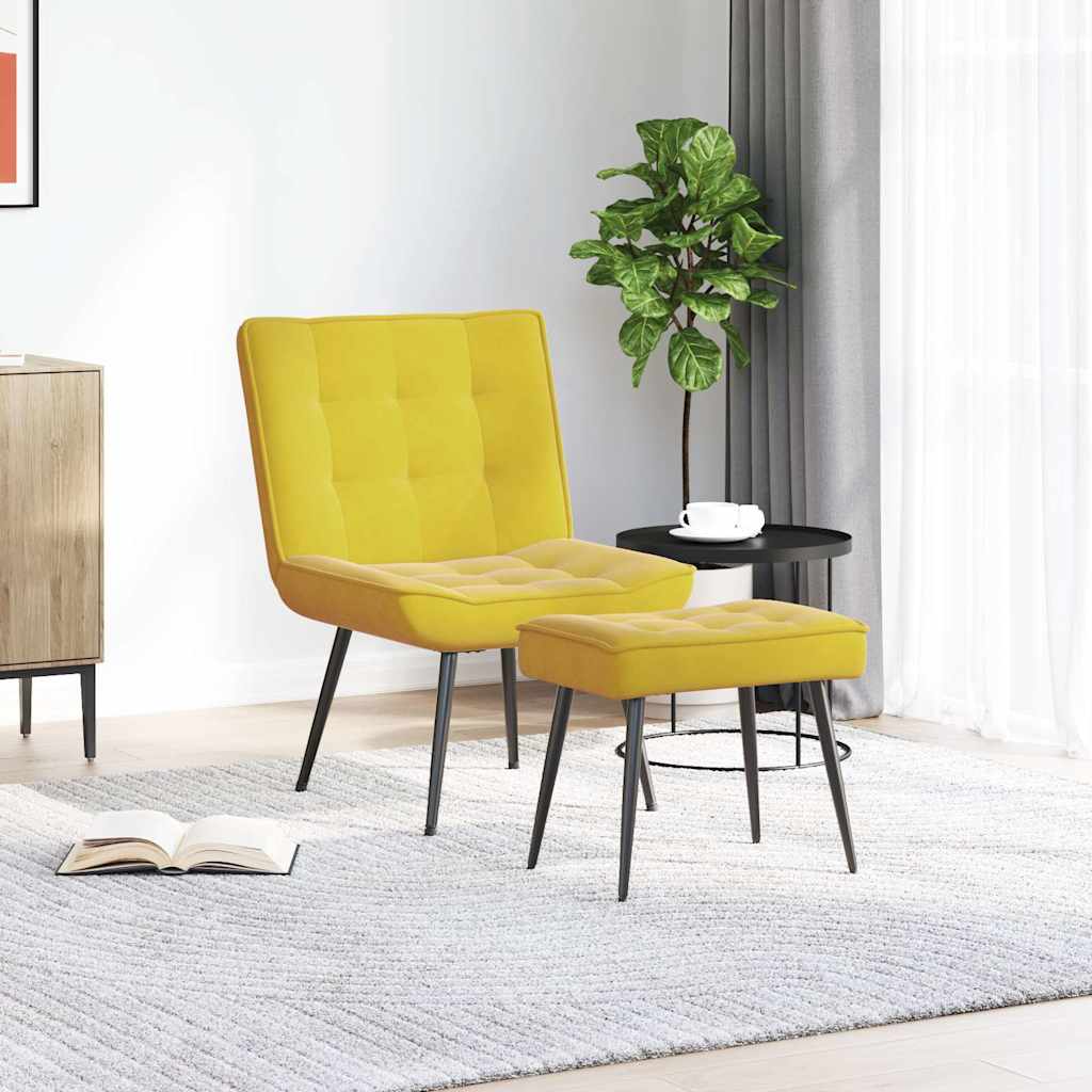 Relaxstoel met voetenbank fluweel geel is nu te koop bij PeponiXL, paradijselijk wonen!