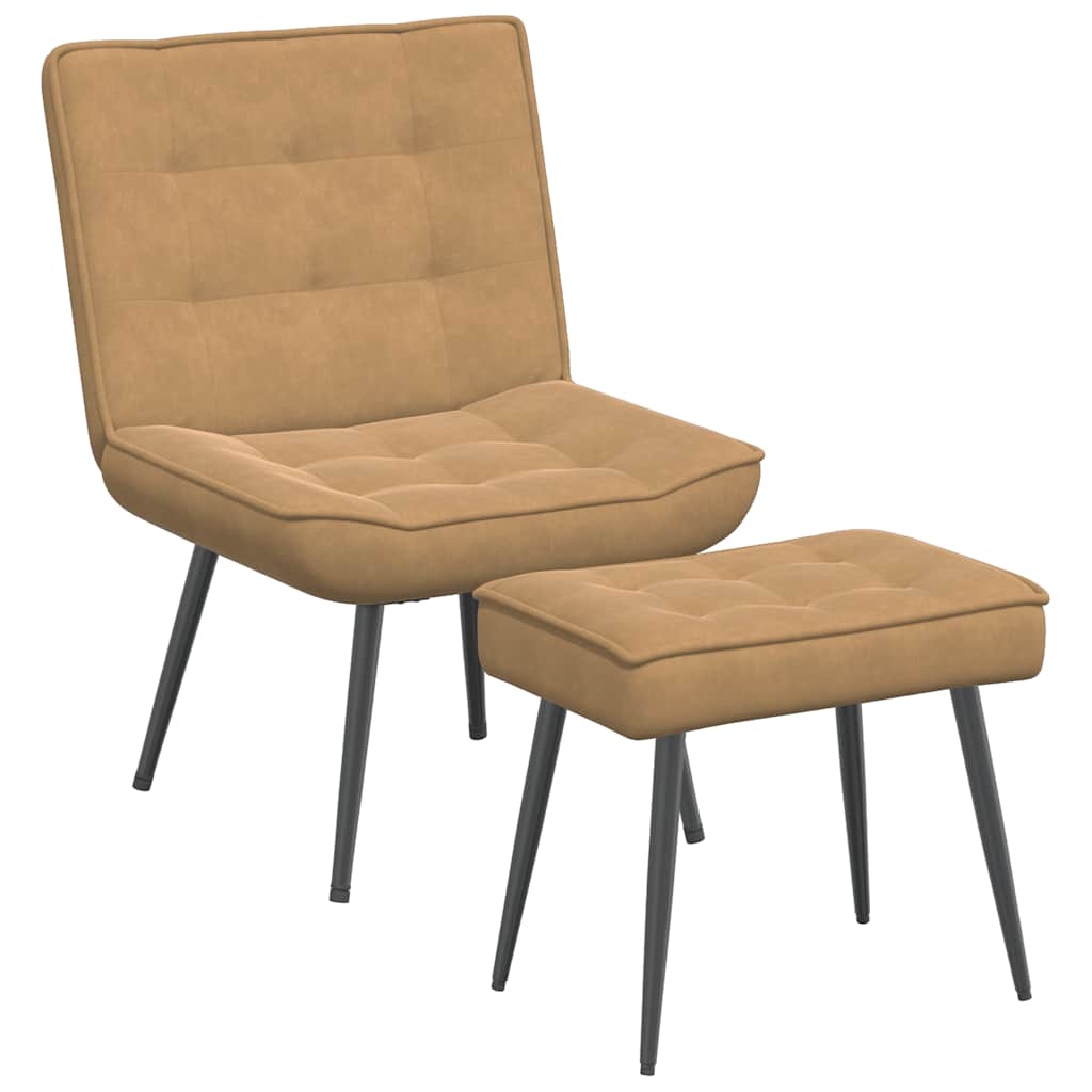 Relaxstoel met voetenbank fluweel bruin is nu te koop bij PeponiXL, paradijselijk wonen!