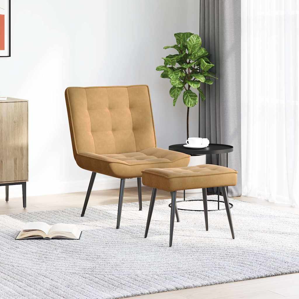 Relaxstoel met voetenbank fluweel bruin is nu te koop bij PeponiXL, paradijselijk wonen!