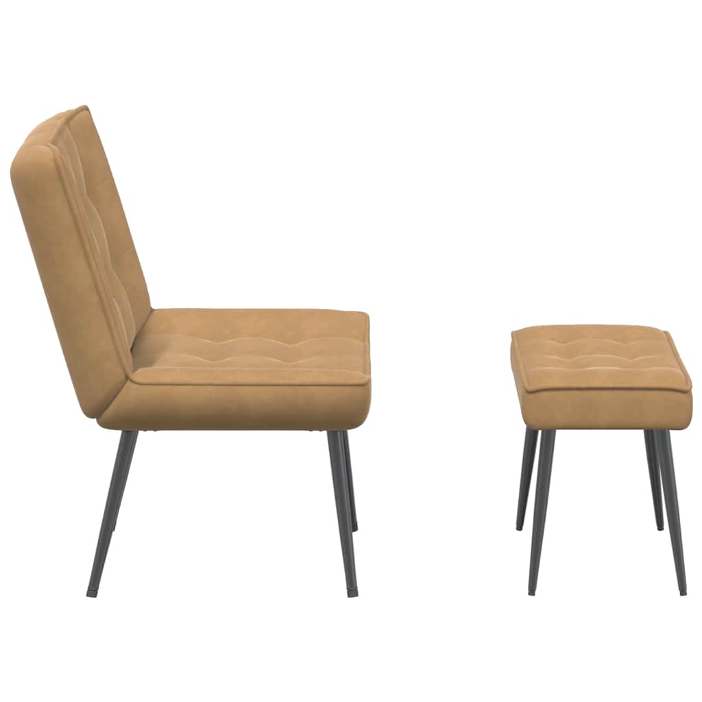 Relaxstoel met voetenbank fluweel bruin is nu te koop bij PeponiXL, paradijselijk wonen!
