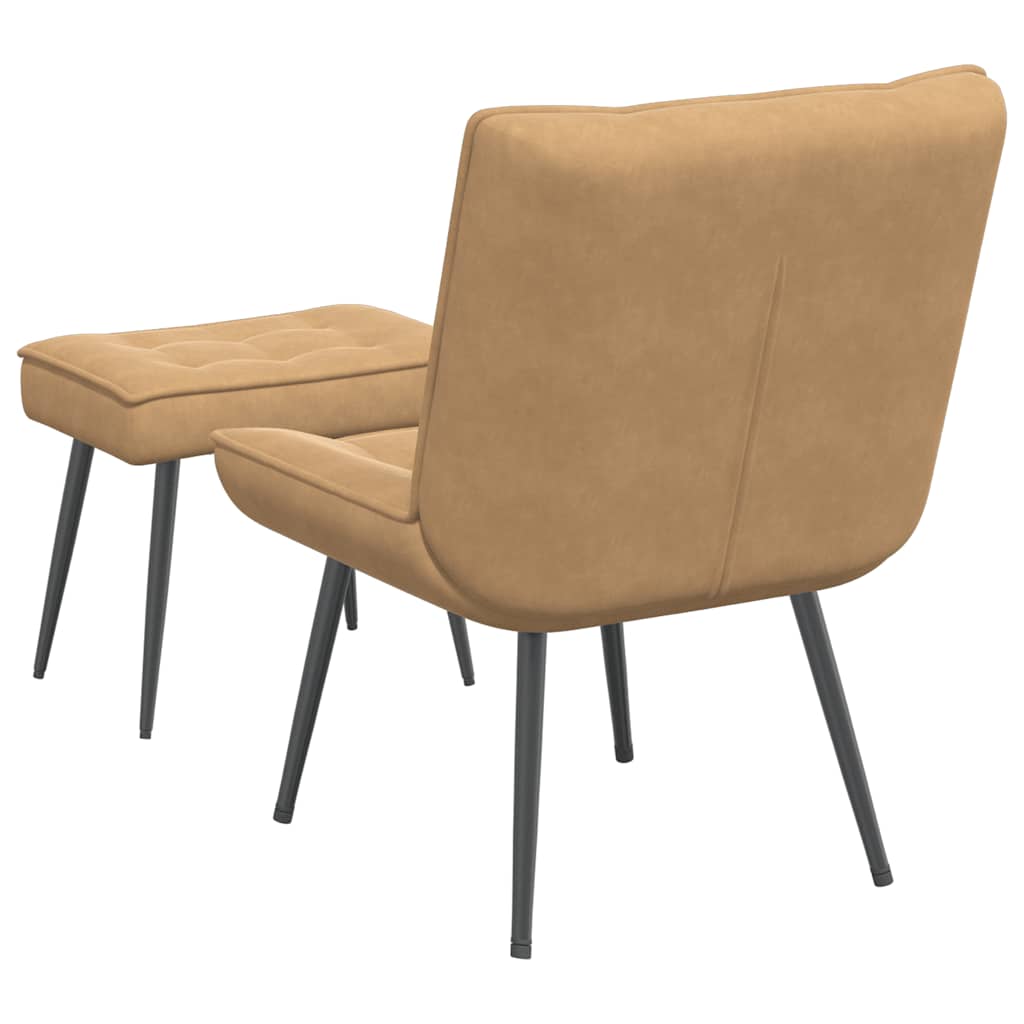 Relaxstoel met voetenbank fluweel bruin is nu te koop bij PeponiXL, paradijselijk wonen!