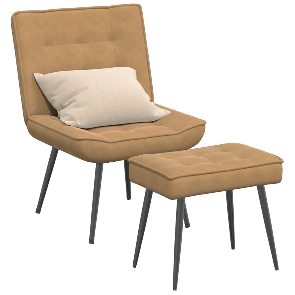Relaxstoel met voetenbank fluweel bruin is nu te koop bij PeponiXL, paradijselijk wonen!