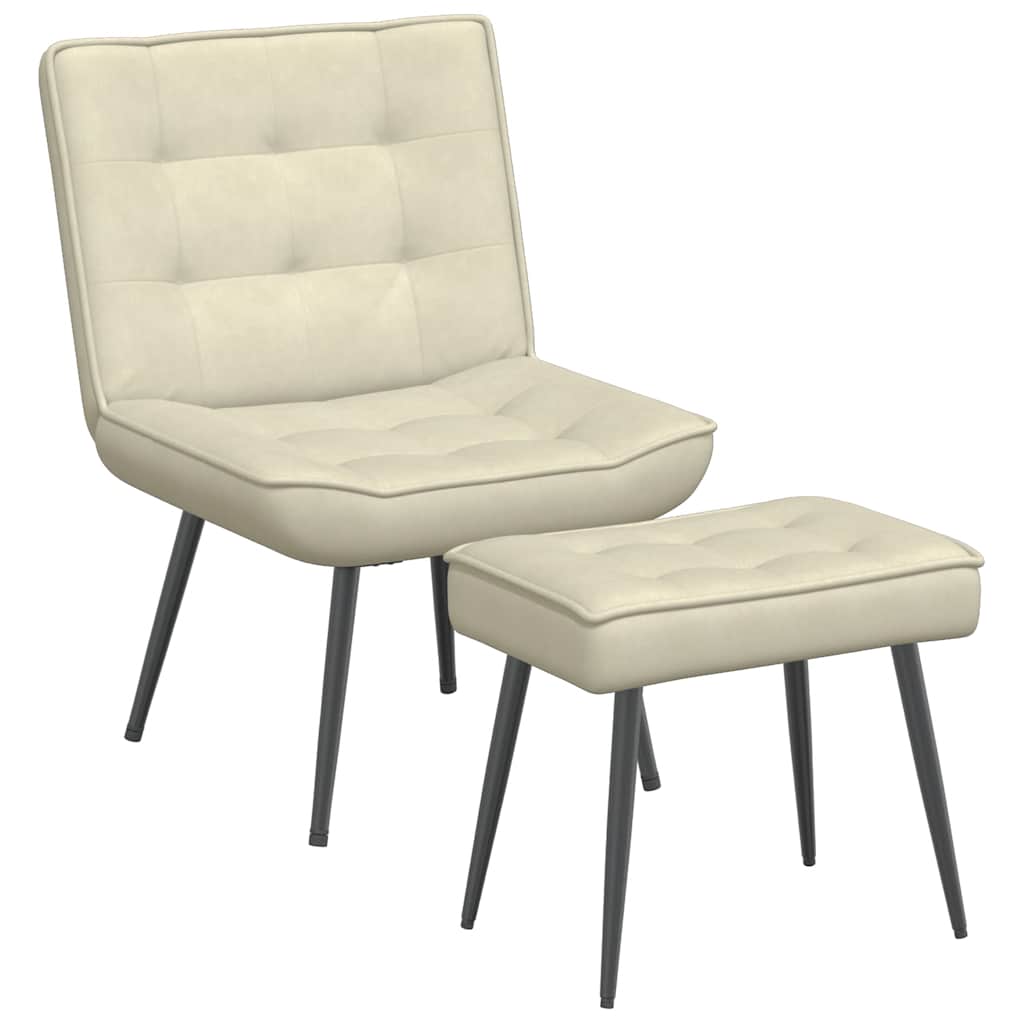 Relaxstoel met voetenbank fluweel crèmekleurig is nu te koop bij PeponiXL, paradijselijk wonen!