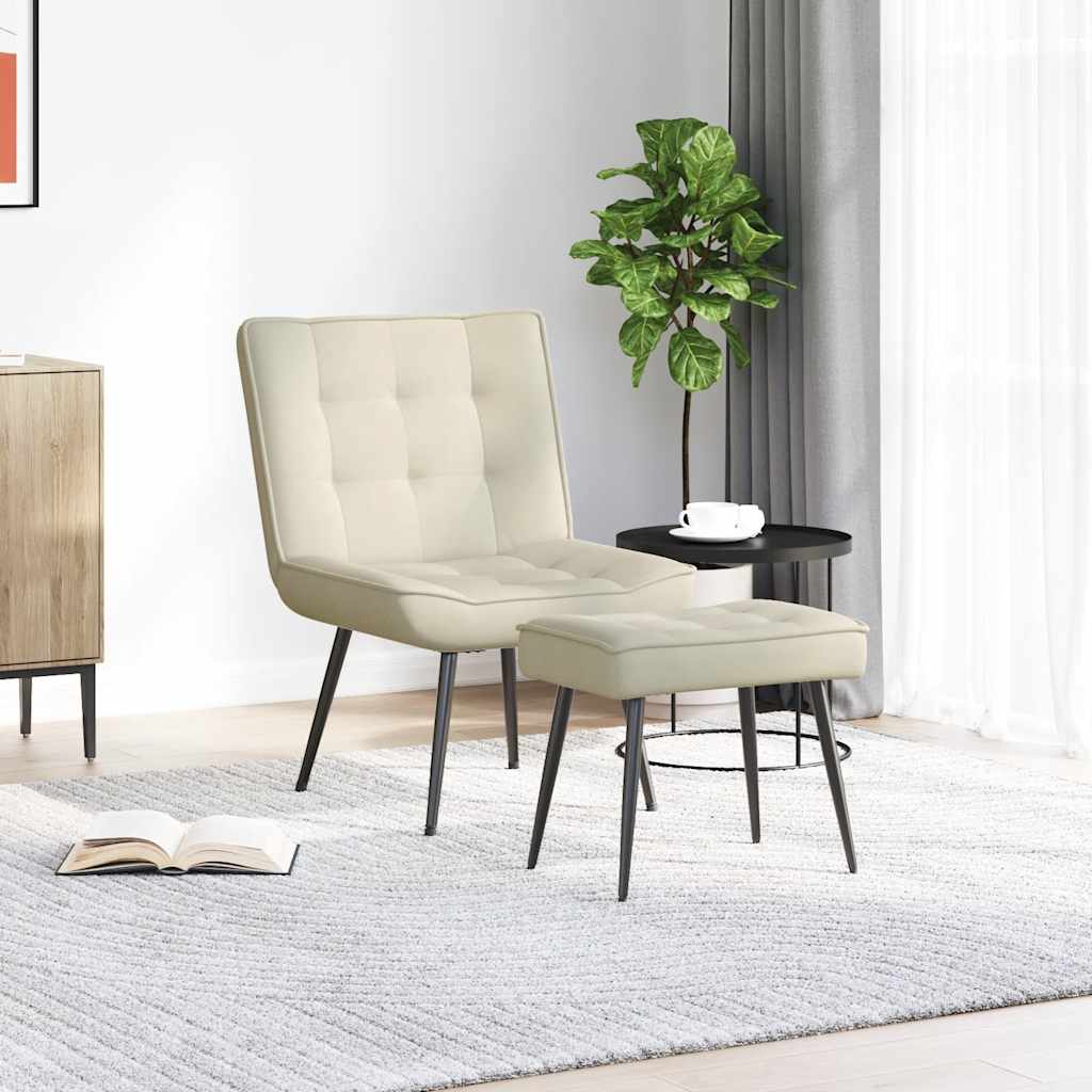 Relaxstoel met voetenbank fluweel crèmekleurig is nu te koop bij PeponiXL, paradijselijk wonen!