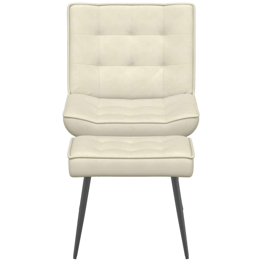 Relaxstoel met voetenbank fluweel crèmekleurig is nu te koop bij PeponiXL, paradijselijk wonen!