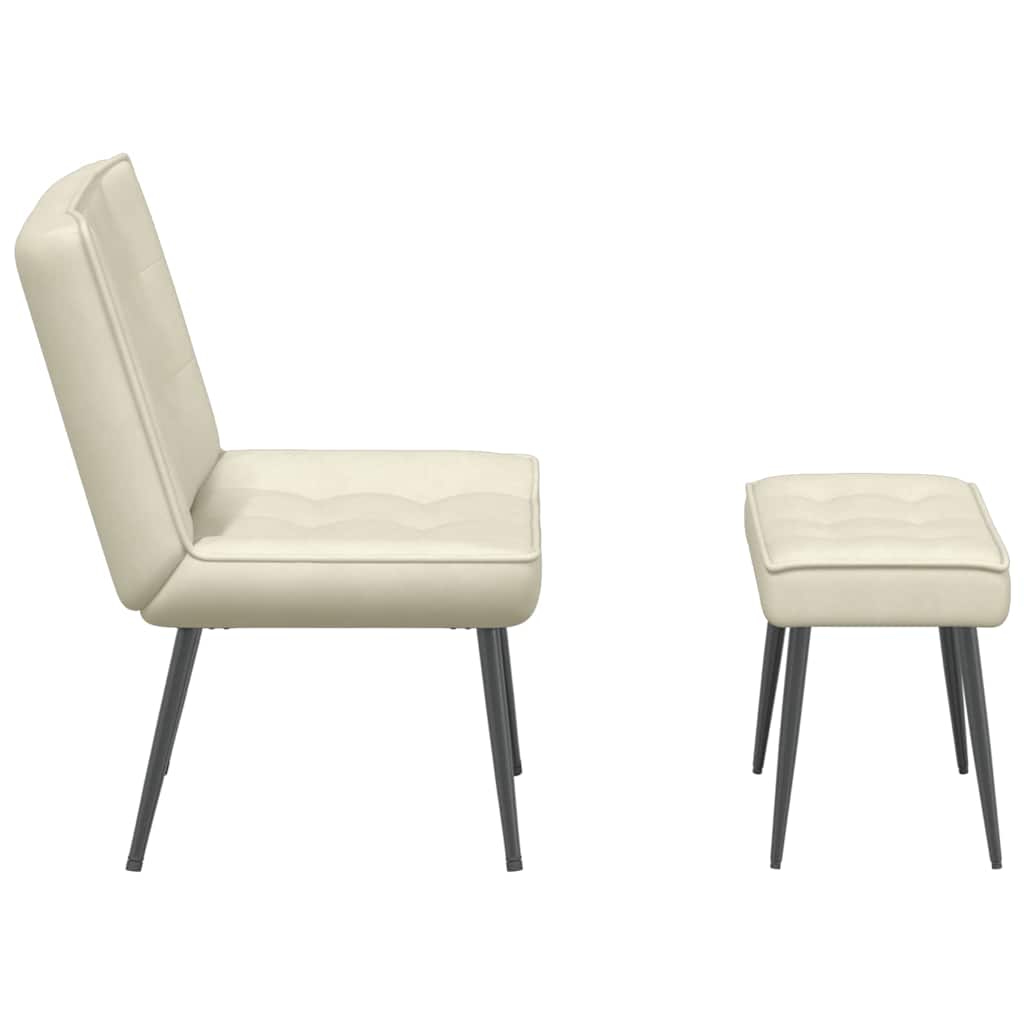 Relaxstoel met voetenbank fluweel crèmekleurig is nu te koop bij PeponiXL, paradijselijk wonen!
