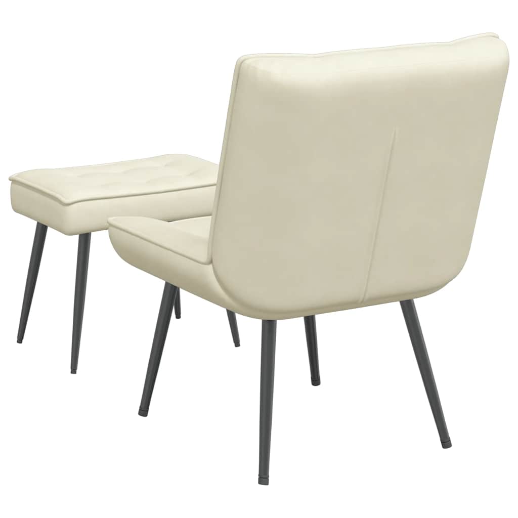 Relaxstoel met voetenbank fluweel crèmekleurig is nu te koop bij PeponiXL, paradijselijk wonen!