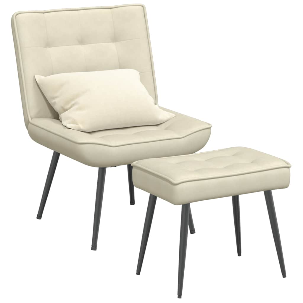 Relaxstoel met voetenbank fluweel crèmekleurig is nu te koop bij PeponiXL, paradijselijk wonen!