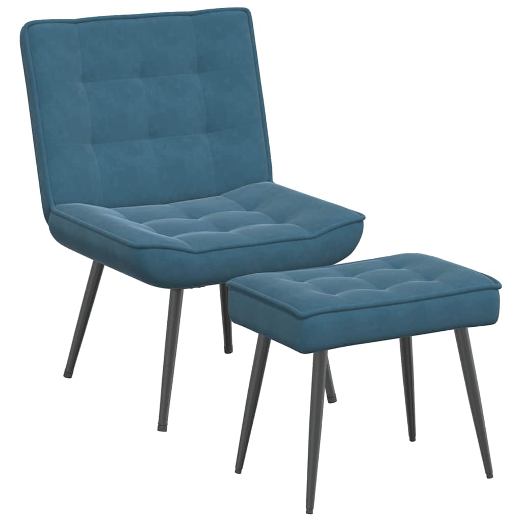 Relaxstoel met voetenbank fluweel blauw is nu te koop bij PeponiXL, paradijselijk wonen!