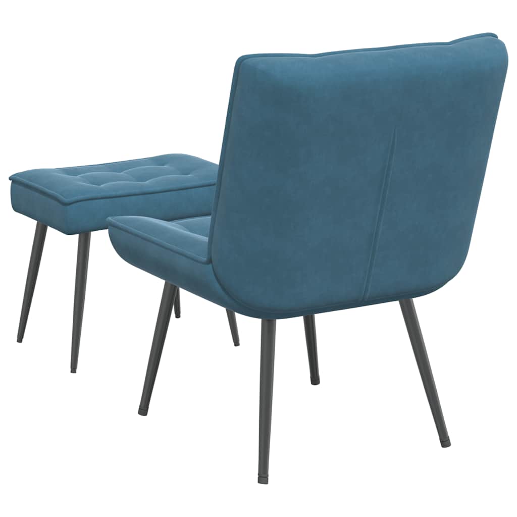 Relaxstoel met voetenbank fluweel blauw is nu te koop bij PeponiXL, paradijselijk wonen!