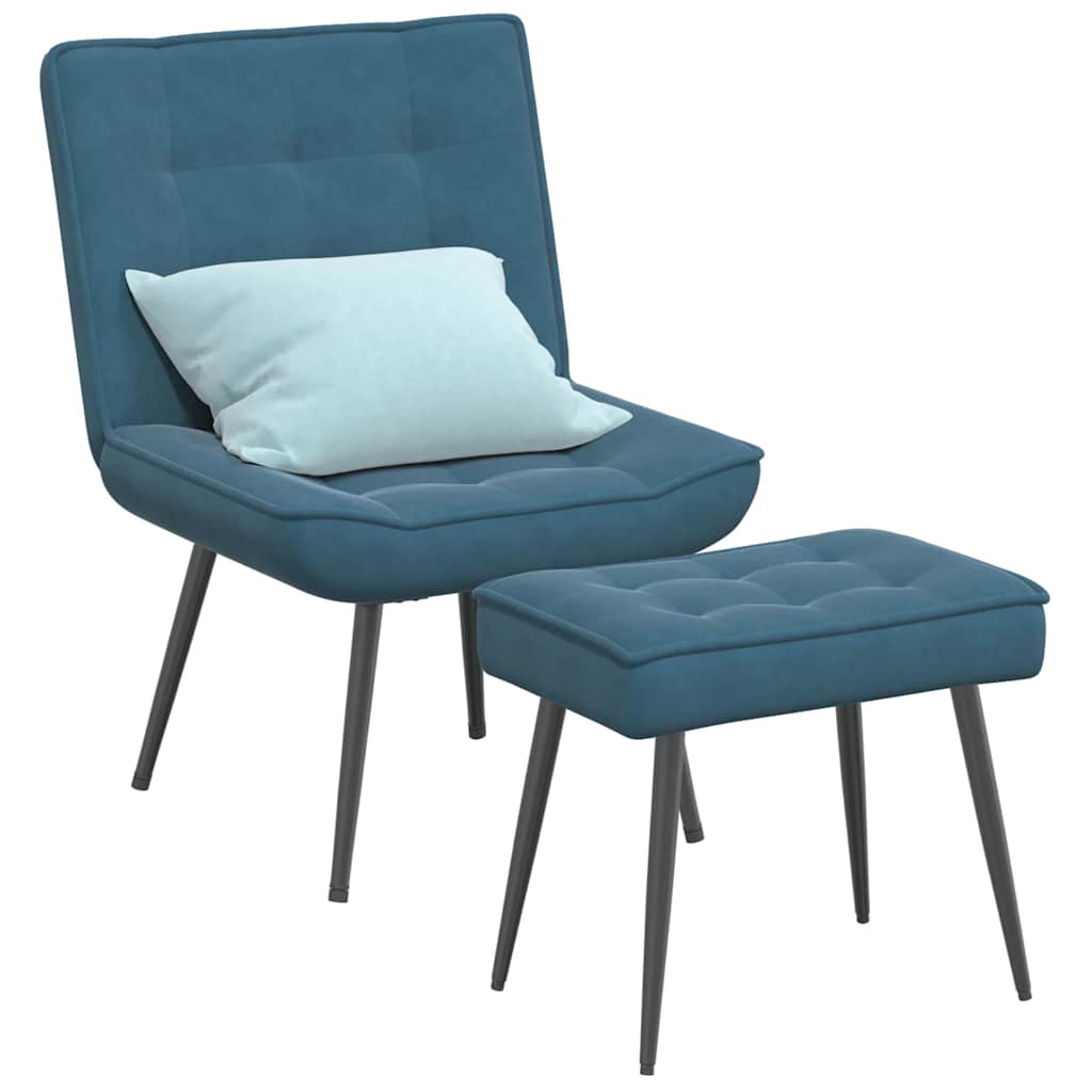 Relaxstoel met voetenbank fluweel blauw is nu te koop bij PeponiXL, paradijselijk wonen!