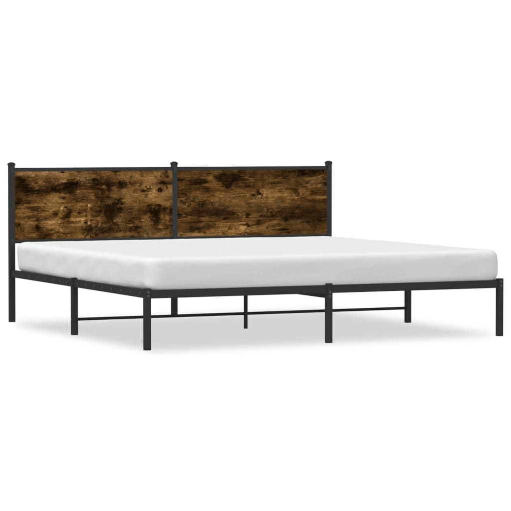 Bedframe zonder matras metaal gerookt eikenkleurig 200x200 cm is nu te koop bij PeponiXL, paradijselijk wonen!
