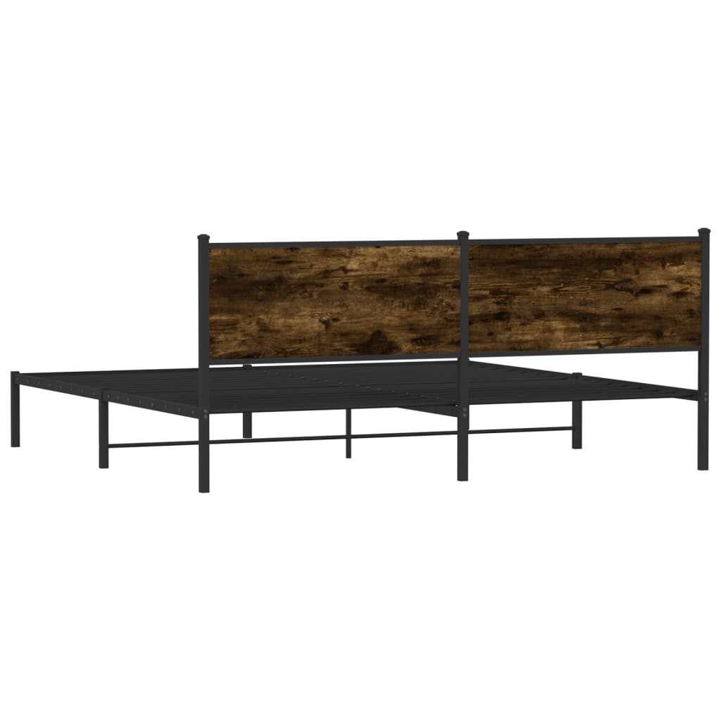 Bedframe zonder matras metaal gerookt eikenkleurig 200x200 cm is nu te koop bij PeponiXL, paradijselijk wonen!