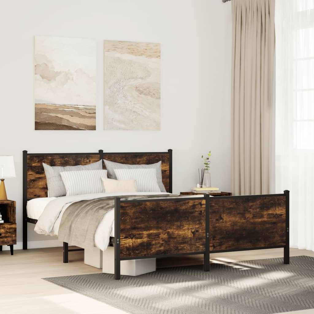 Bedframe zonder matras metaal gerookt eikenkleurig 140x190 cm is nu te koop bij PeponiXL, paradijselijk wonen!