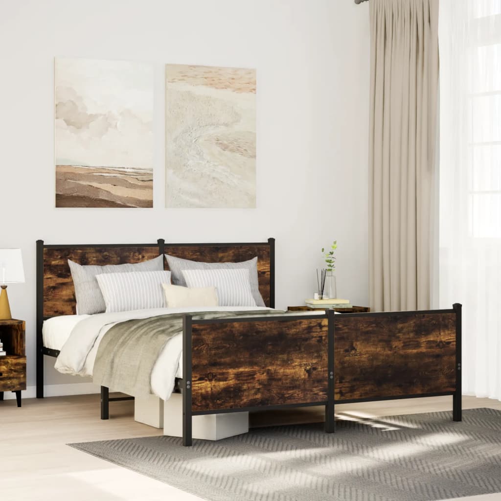 Bedframe zonder matras metaal gerookt eikenkleurig 140x200 cm is nu te koop bij PeponiXL, paradijselijk wonen!