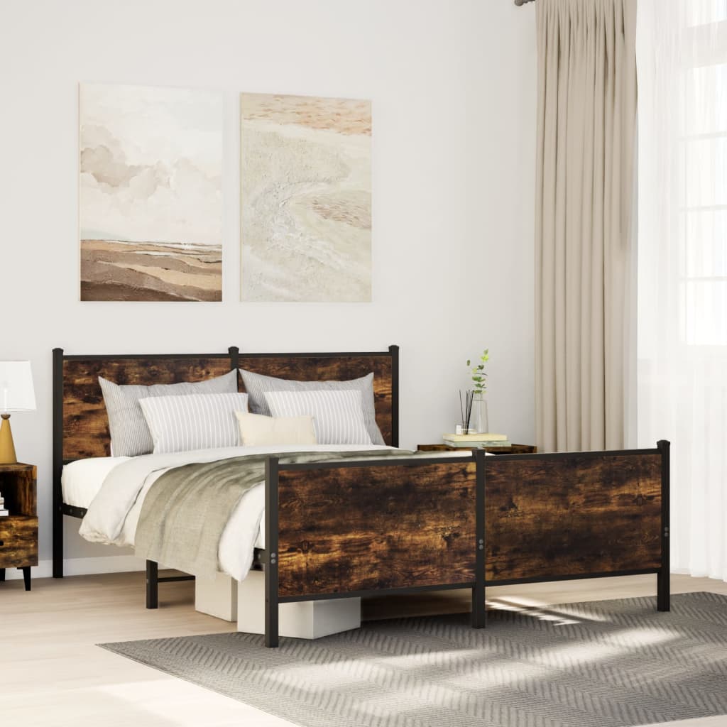 Bedframe zonder matras metaal gerookt eikenkleurig 140x200 cm is nu te koop bij PeponiXL, paradijselijk wonen!