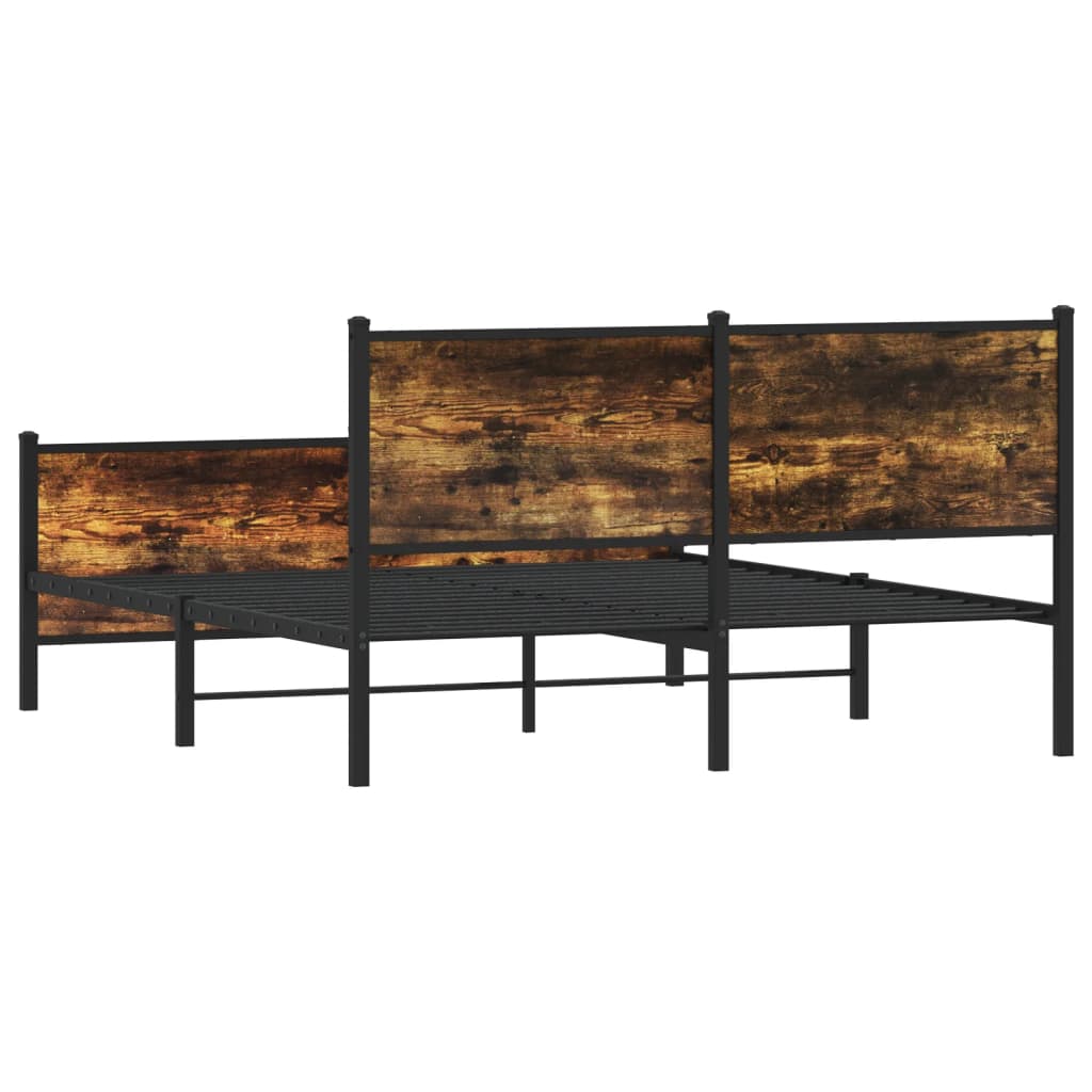 Bedframe zonder matras metaal gerookt eikenkleurig 150x200 cm is nu te koop bij PeponiXL, paradijselijk wonen!