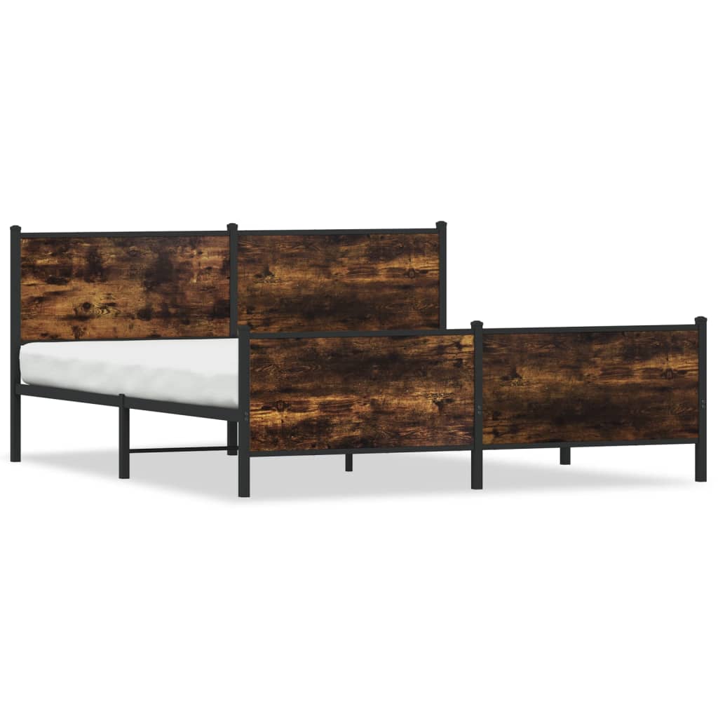 Bedframe zonder matras metaal gerookt eikenkleurig 193x203 cm is nu te koop bij PeponiXL, paradijselijk wonen!