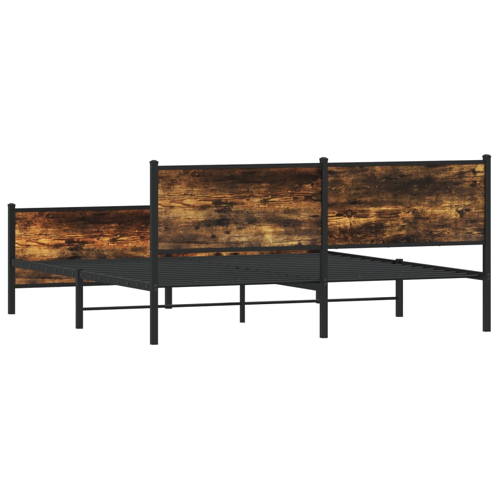 Bedframe zonder matras metaal gerookt eikenkleurig 193x203 cm is nu te koop bij PeponiXL, paradijselijk wonen!