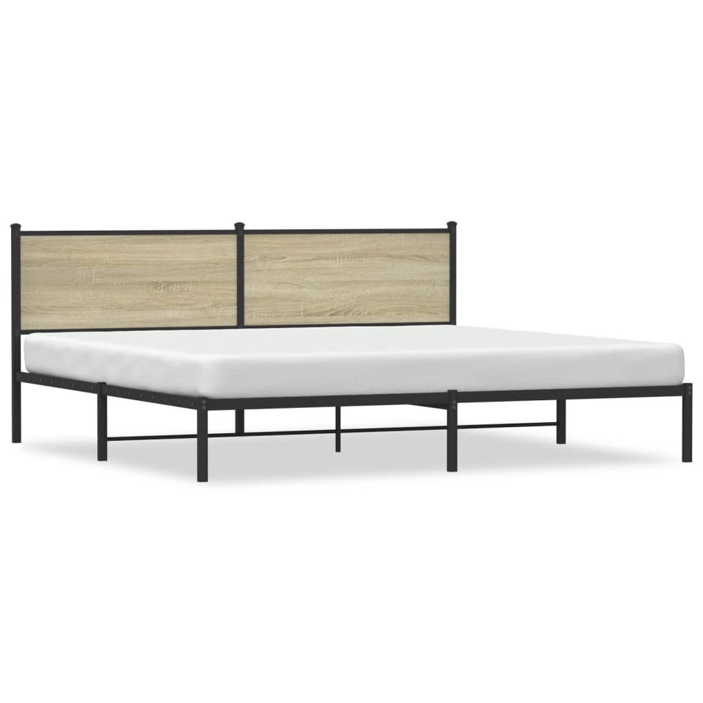 Bedframe zonder matras metaal sonoma eikenkleur 200x200 cm is nu te koop bij PeponiXL, paradijselijk wonen!
