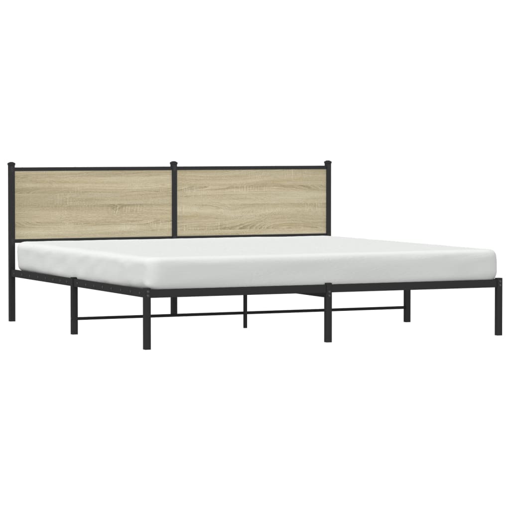 Bedframe zonder matras metaal sonoma eikenkleur 200x200 cm is nu te koop bij PeponiXL, paradijselijk wonen!