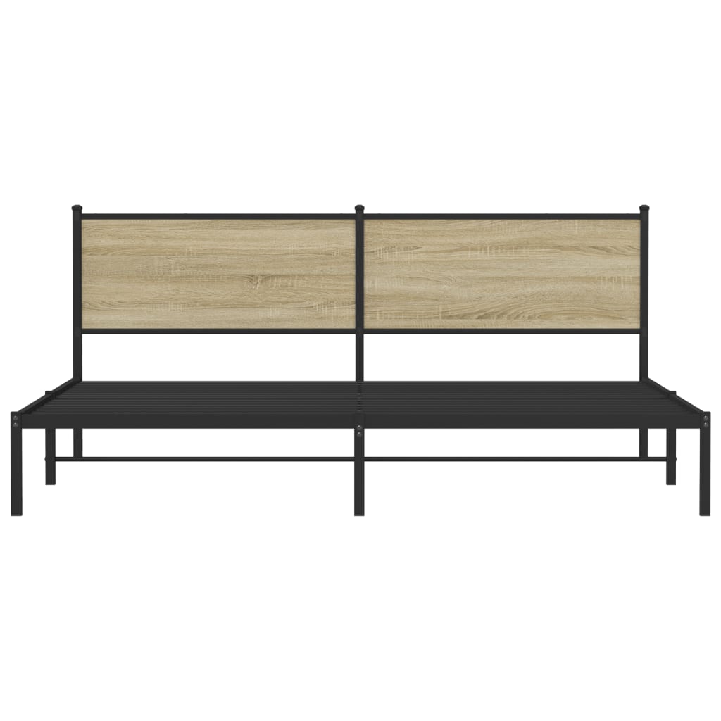 Bedframe zonder matras metaal sonoma eikenkleur 200x200 cm is nu te koop bij PeponiXL, paradijselijk wonen!