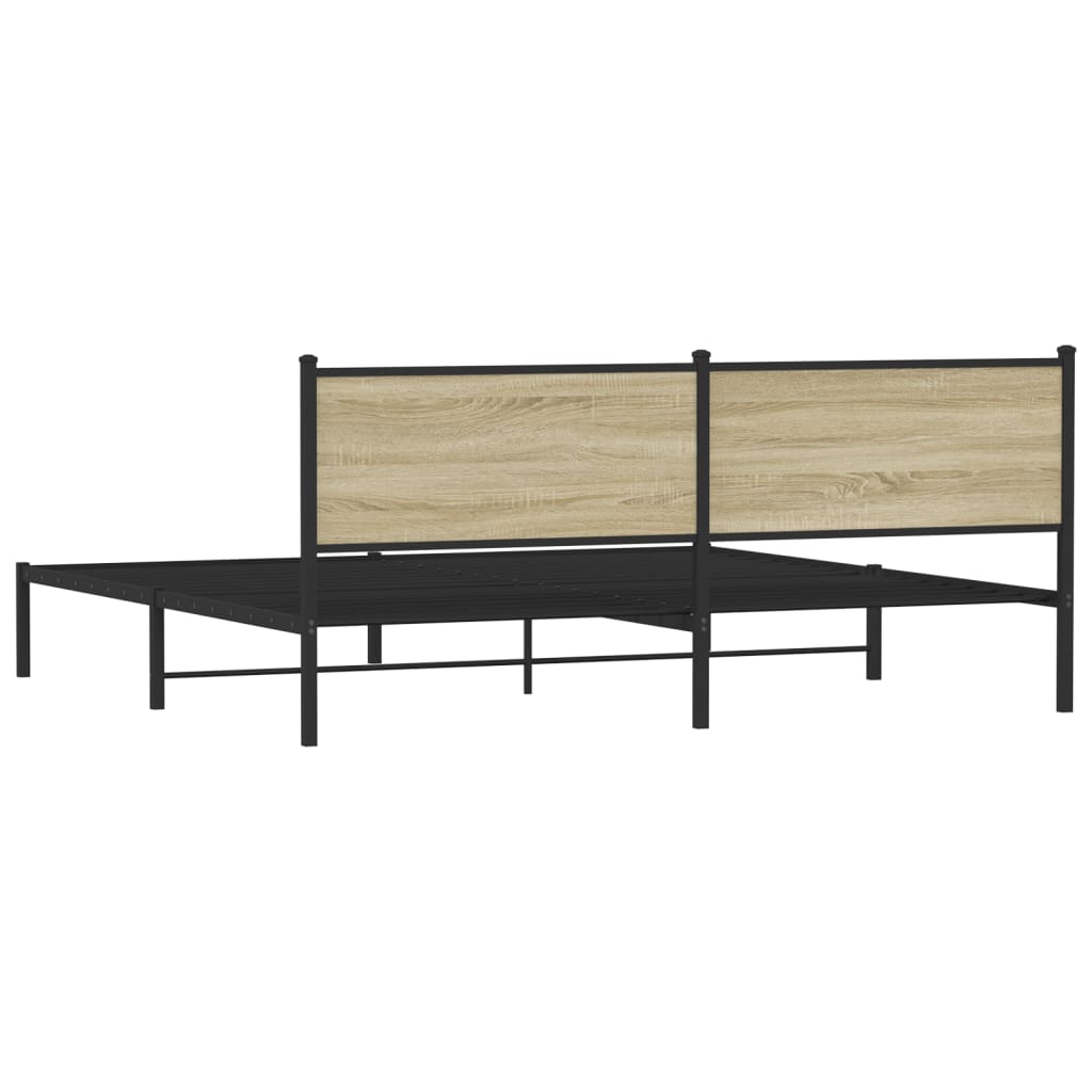 Bedframe zonder matras metaal sonoma eikenkleur 200x200 cm is nu te koop bij PeponiXL, paradijselijk wonen!