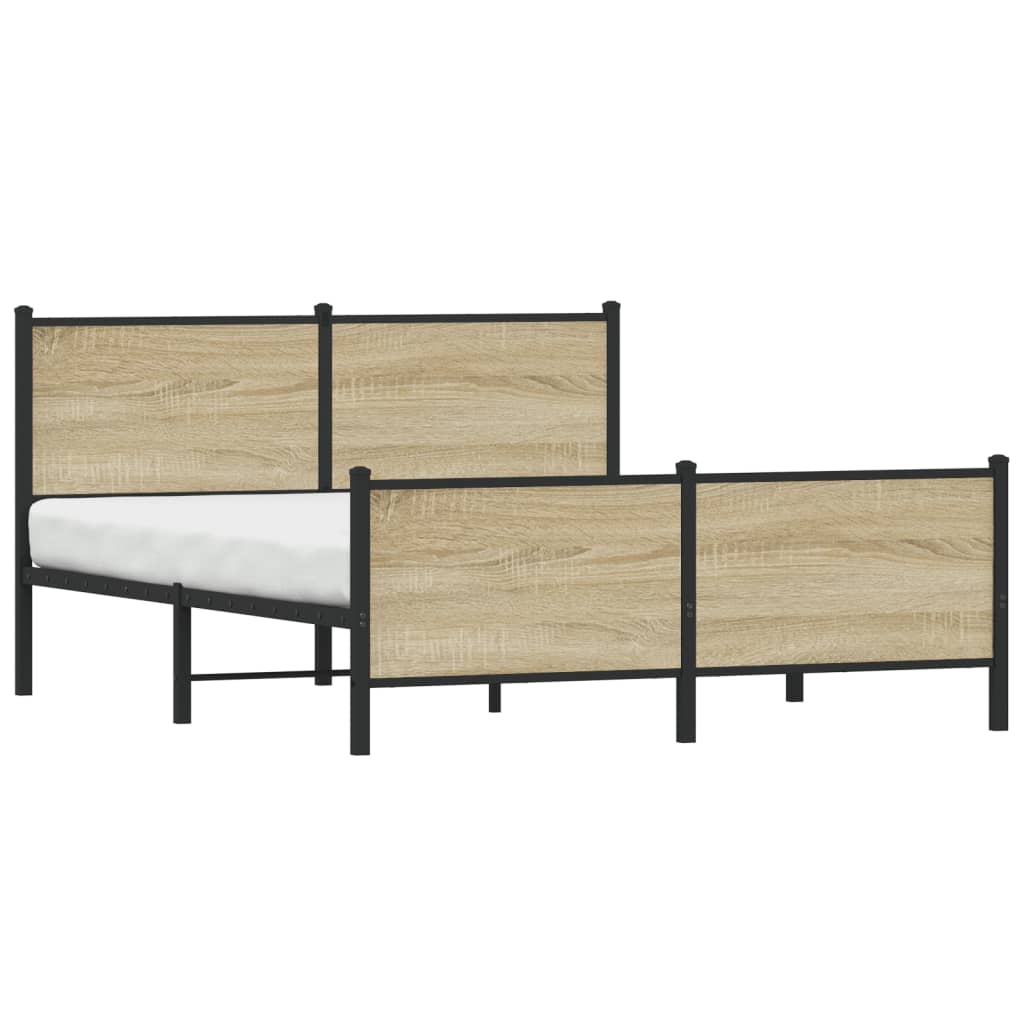 Bedframe zonder matras metaal sonoma eikenkleurig 140x190 cm is nu te koop bij PeponiXL, paradijselijk wonen!