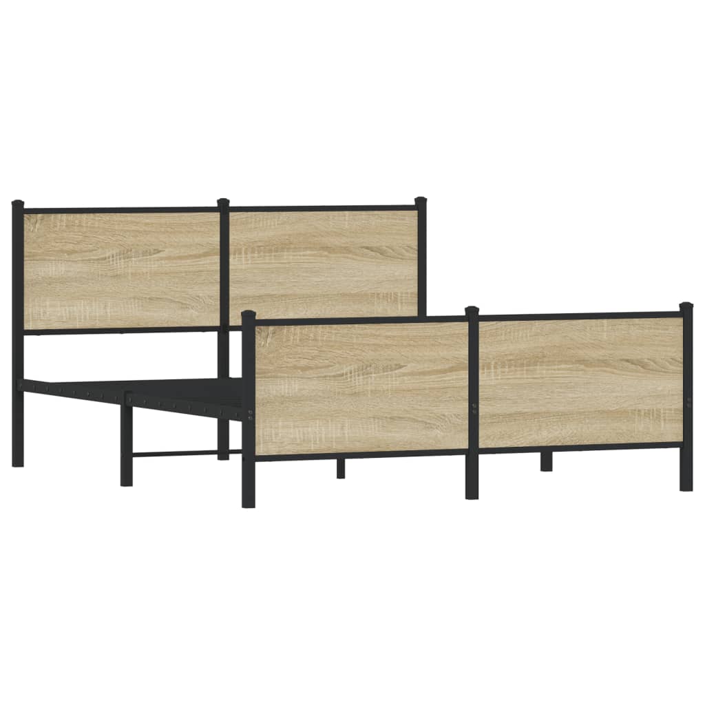 Bedframe zonder matras metaal sonoma eikenkleurig 140x190 cm is nu te koop bij PeponiXL, paradijselijk wonen!