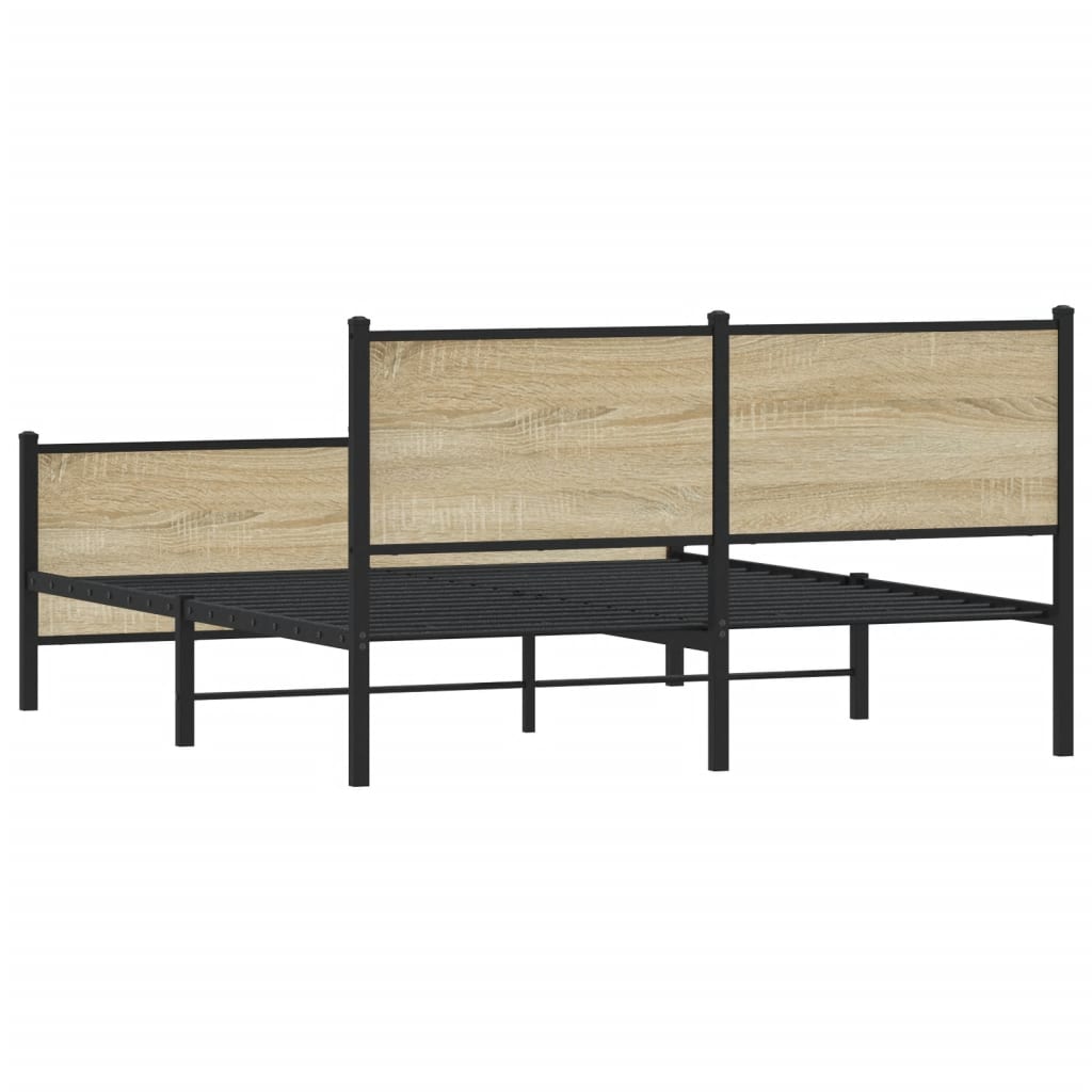 Bedframe zonder matras metaal sonoma eikenkleurig 160x200 cm is nu te koop bij PeponiXL, paradijselijk wonen!