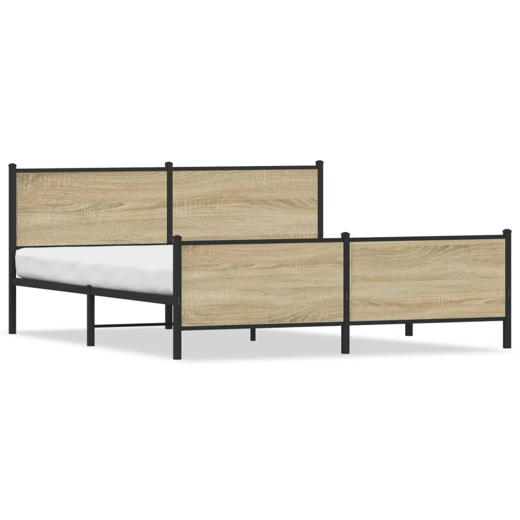 Bedframe zonder matras metaal sonoma eikenkleurig 183x213 cm is nu te koop bij PeponiXL, paradijselijk wonen!